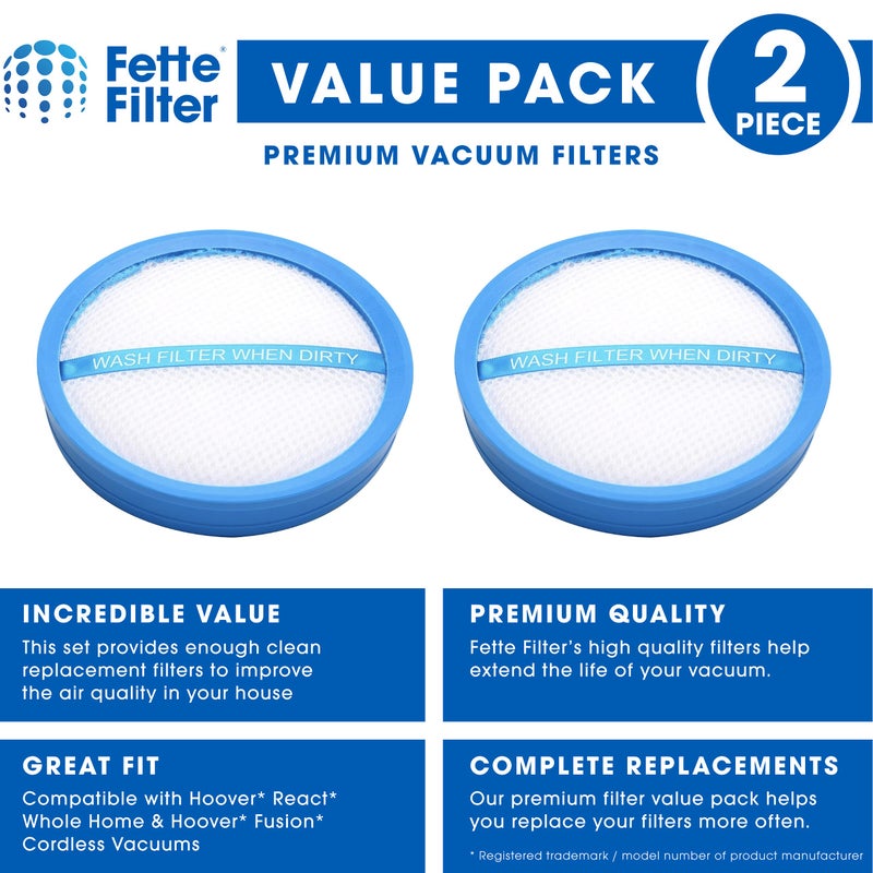 Fette Filter - Vacuum Filter Compatible with Select Hoover Vacuums. Compare to Part # 440010894 - Pack of 2 - Image 2